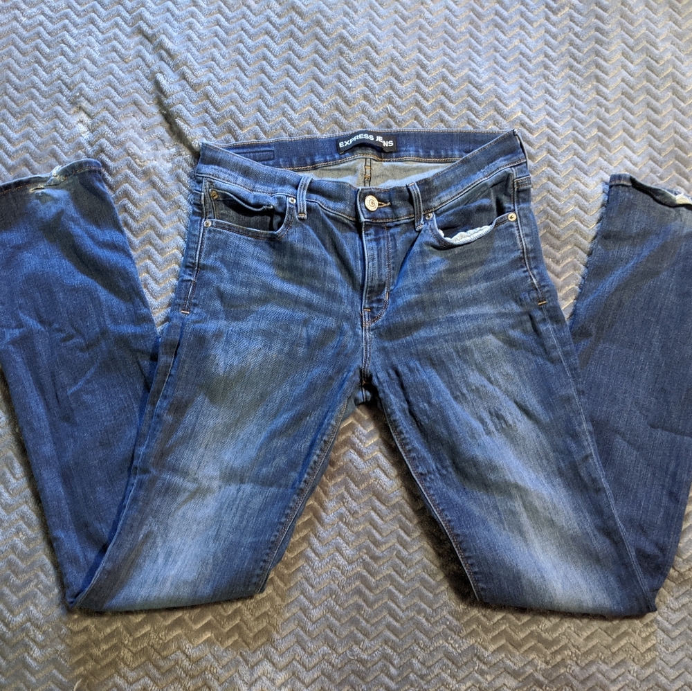 Express "Barely Boot" Mid Rise Blue Jeans Size 10L